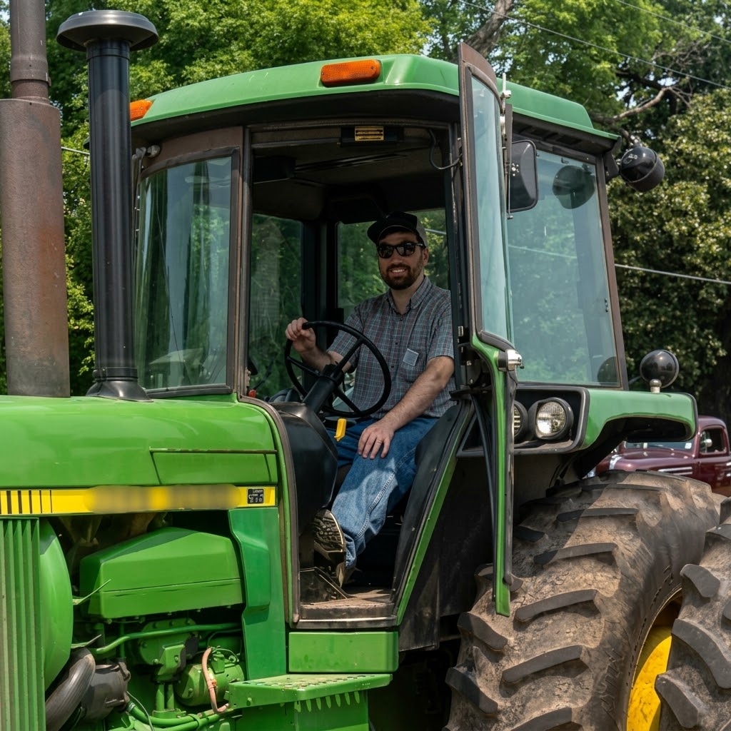 Ben Wieman driving his tractor in a District 17B community parade