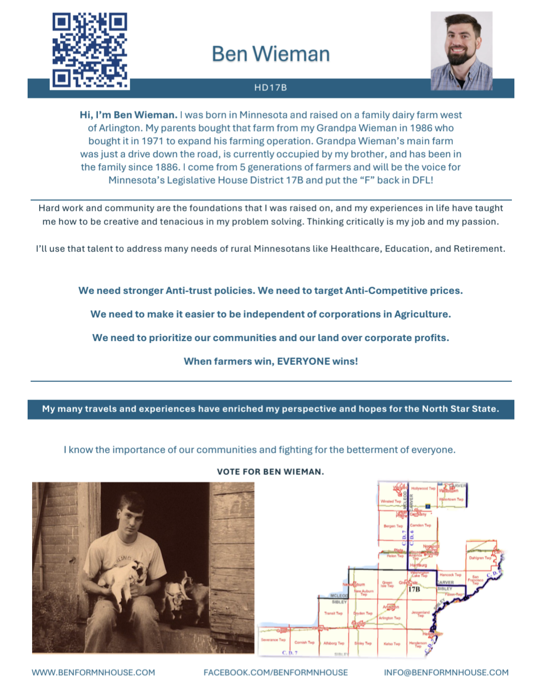 Ben Wieman Campaign Literature — Put the F back in DFL